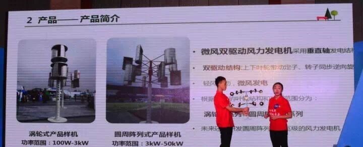 圖1 “微風雙驅動風力發電機”項目路演